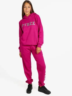 Pyrex Pantaloni tuta da donna felpati con elastico finale - porpora