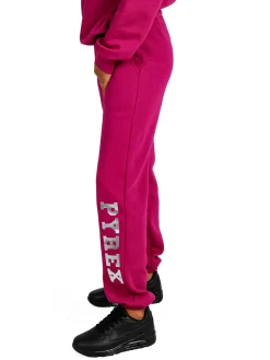 Pyrex Pantaloni tuta da donna felpati con elastico finale - porpora