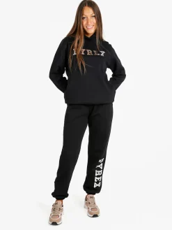 Pyrex Pantaloni tuta da donna felpati con elastico finale - nero