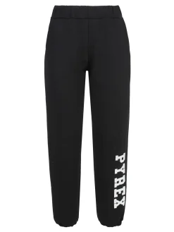 Pyrex Pantaloni tuta da donna felpati con elastico finale - nero