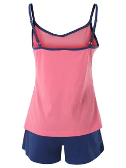 Pyrex Pigiama corto da donna in cotone con top e shorts - fucsia