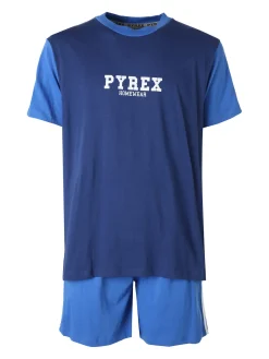 Pyrex Pigiama corto da uomo in cotone - blu