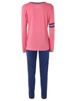 Pyrex Pigiama lungo da donna in cotone con logo - fucsia