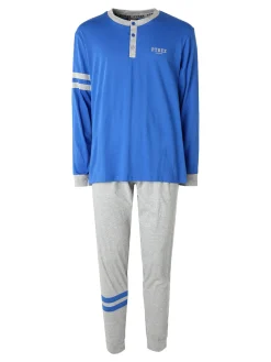 Pyrex Pigiama lungo da uomo in cotone - bluette