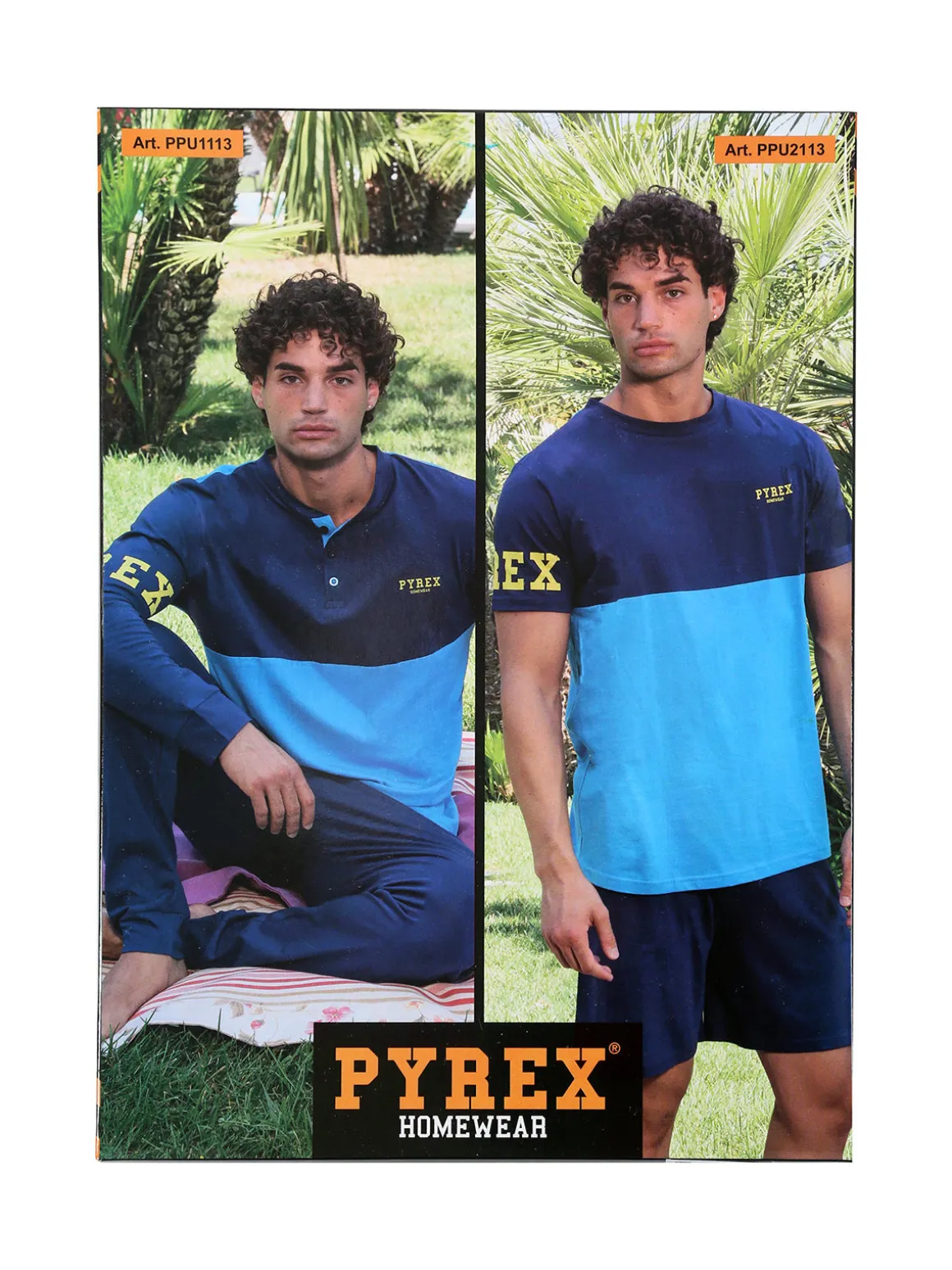 Pyrex Pigiama lungo da uomo in cotone - blu