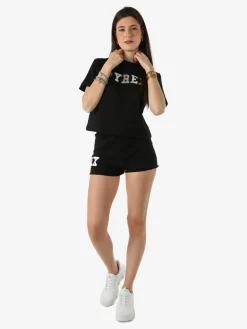Pyrex Shorts donna in cotone con logo - nero