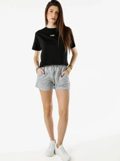Pyrex T-shirt cropped da donna con logo - nero