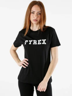 Pyrex T-shirt donna in cotone con logo - nero