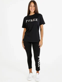 Pyrex T-shirt donna in cotone con logo - nero