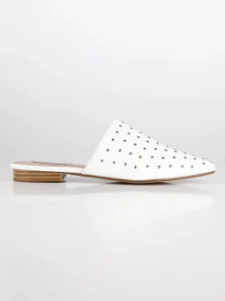 Queen Helena Sabot bianchi in ecopelle con borchie