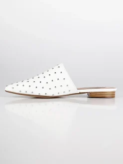 Queen Helena Sabot bianchi in ecopelle con borchie