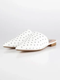 Queen Helena Sabot bianchi in ecopelle con borchie