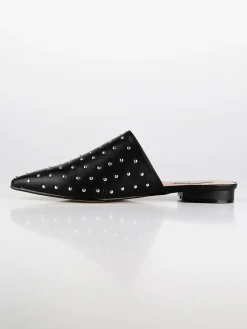 Queen Helena Sabot neri in ecopelle con borchie