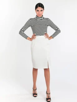 Radaus Gonna longuette donna con spacco - bianco