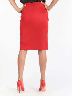 Radaus Gonna longuette donna con spacco - rosso