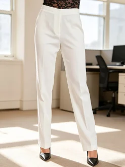 Radaus Pantaloni classici da donna a gamba dritta - bianco