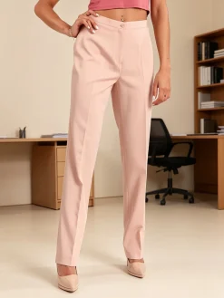 Radaus Pantaloni classici da donna a gamba dritta - rosa
