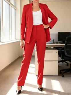 Radaus Pantaloni classici da donna a gamba dritta - rosso