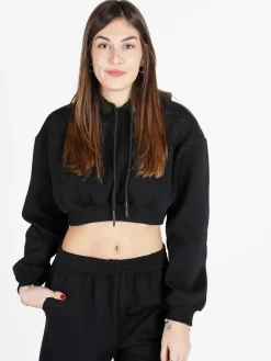 Raggi Lunari Felpa crop da donna con cappuccio