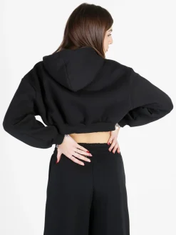 Raggi Lunari Felpa crop da donna con cappuccio