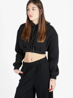 Raggi Lunari Felpa crop da donna con cappuccio