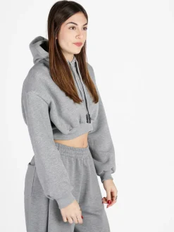 Raggi Lunari Felpa crop da donna con cappuccio