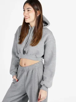 Raggi Lunari Felpa crop da donna con cappuccio