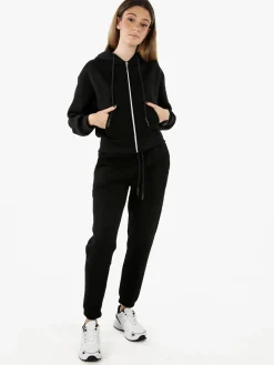 Raggi Lunari Felpa donna pesante con cappuccio e zip - nero