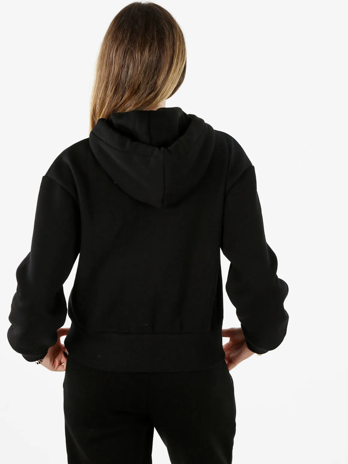 Raggi Lunari Felpa donna pesante con cappuccio e zip - nero