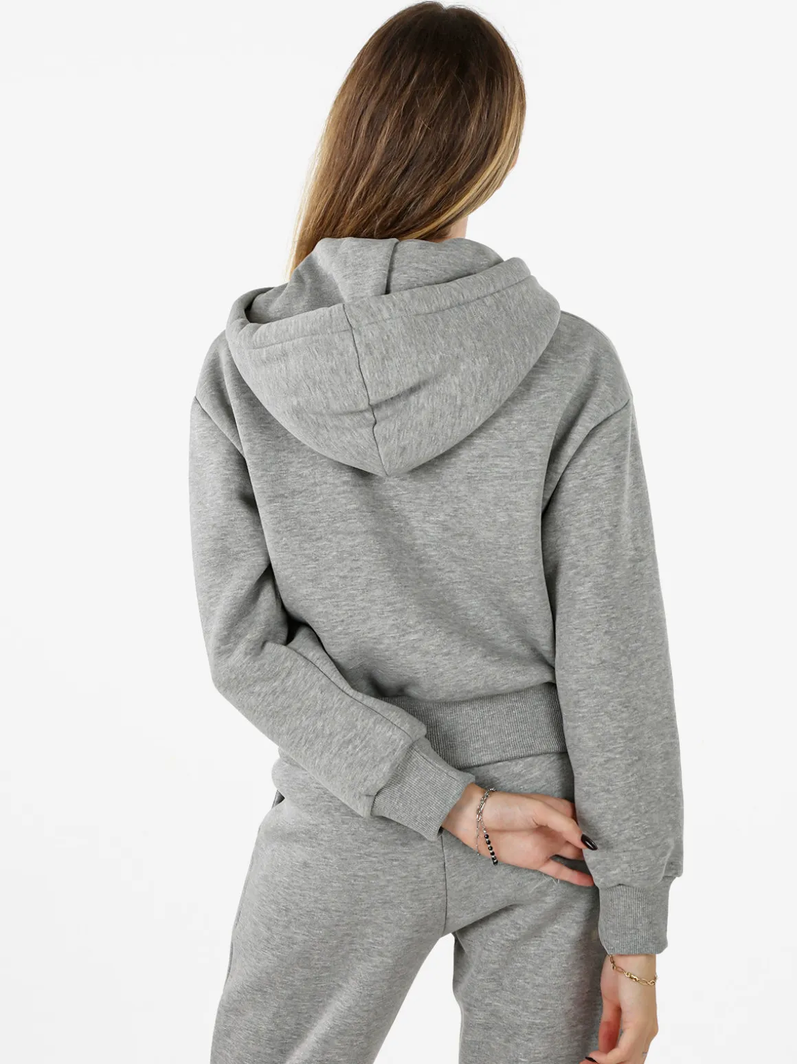 Raggi Lunari Felpa donna pesante con cappuccio e zip - grigio