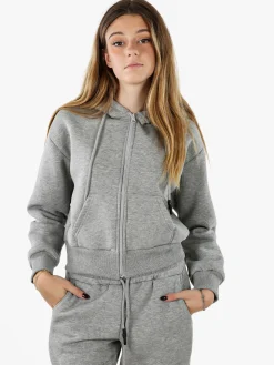 Raggi Lunari Felpa donna pesante con cappuccio e zip - grigio