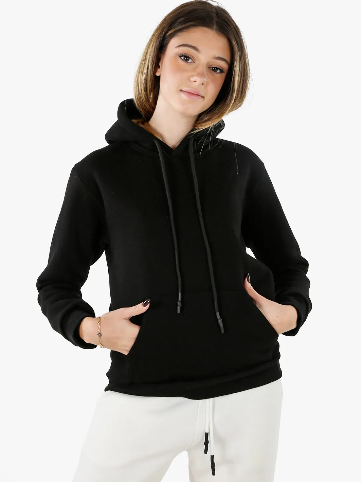 Raggi Lunari Felpa pesante da donna con cappuccio - nero