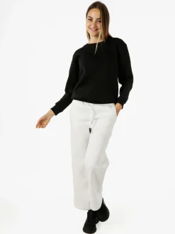 Raggi Lunari Pantaloni da donna in felpa a gamba larga con coulisse - bianco
