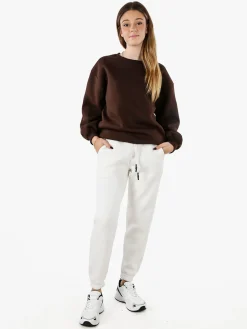 Raggi Lunari Pantaloni tuta da donna felpati con coulisse - bianco