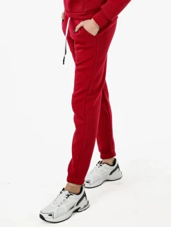 Raggi Lunari Pantaloni tuta da donna felpati con coulisse - bordeaux