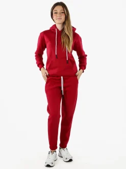 Raggi Lunari Pantaloni tuta da donna felpati con coulisse - bordeaux
