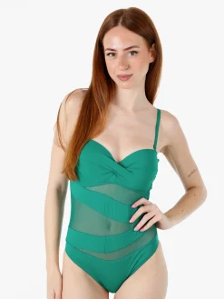 Rai7 Costume da bagno intero da donna con coppe imbottite e con ferretto - verde