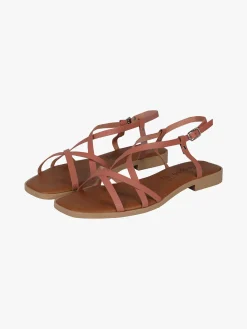 Rebecca - Made In Italy Sandali bassi in pelle da donna con fascette incrociate
