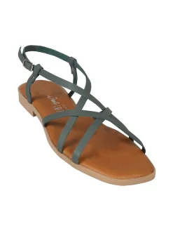 Rebecca - Made In Italy Sandali bassi in pelle da donna con fascette incrociate