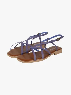 Rebecca - Made In Italy Sandali bassi in pelle da donna con fascette incrociate