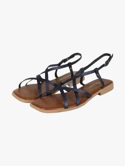Rebecca - Made In Italy Sandali bassi in pelle da donna con fascette incrociate