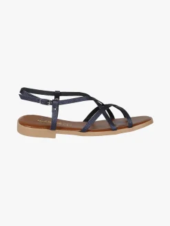 Rebecca - Made In Italy Sandali bassi in pelle da donna con fascette incrociate