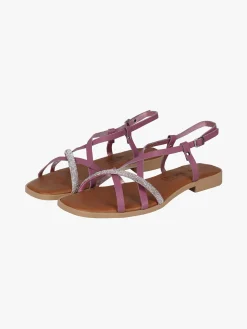 Rebecca - Made In Italy Sandali bassi in pelle da donna con strass
