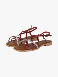 Rebecca - Made In Italy Sandali bassi in pelle da donna con fascette incrociate