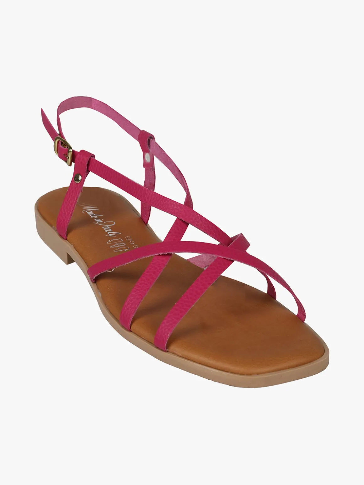 Rebecca - Made In Italy Sandali bassi in pelle da donna con fascette incrociate
