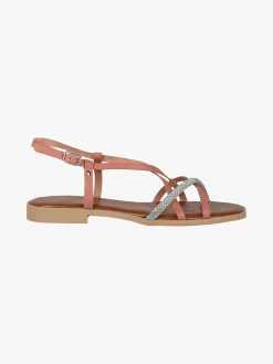 Rebecca - Made In Italy Sandali bassi in pelle da donna con strass