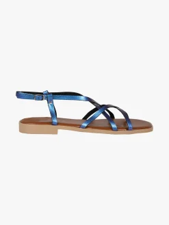 Rebecca - Made In Italy Sandali bassi in pelle da donna con fascette incrociate