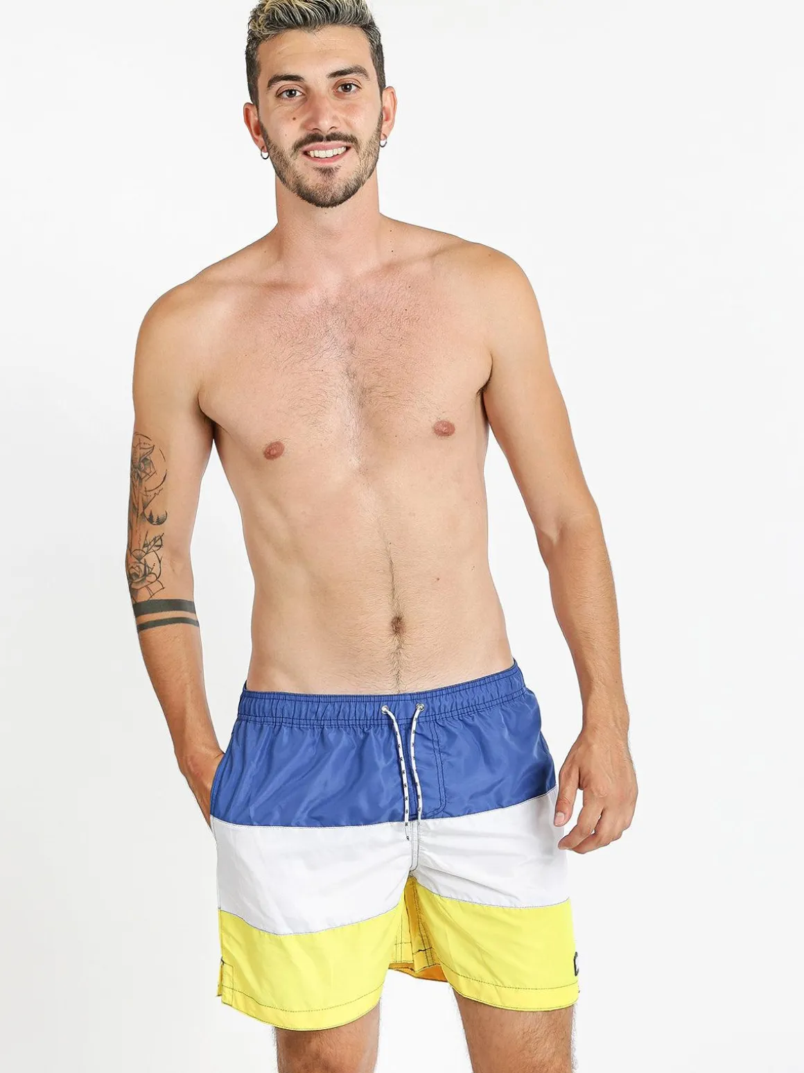 Renato Balestra Boxer da mare a strisce di colore