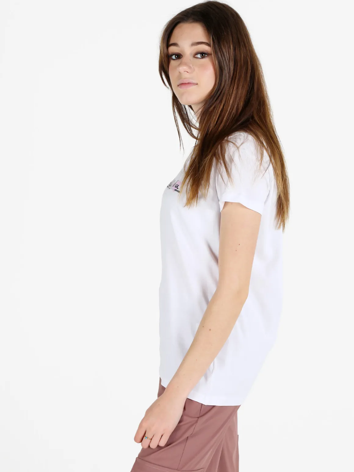 Renato Balestra T-shirt donna in cotone bielastico con scritta e strass