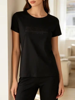 Renato Balestra T-shirt donna in cotone bielastico con glitter
